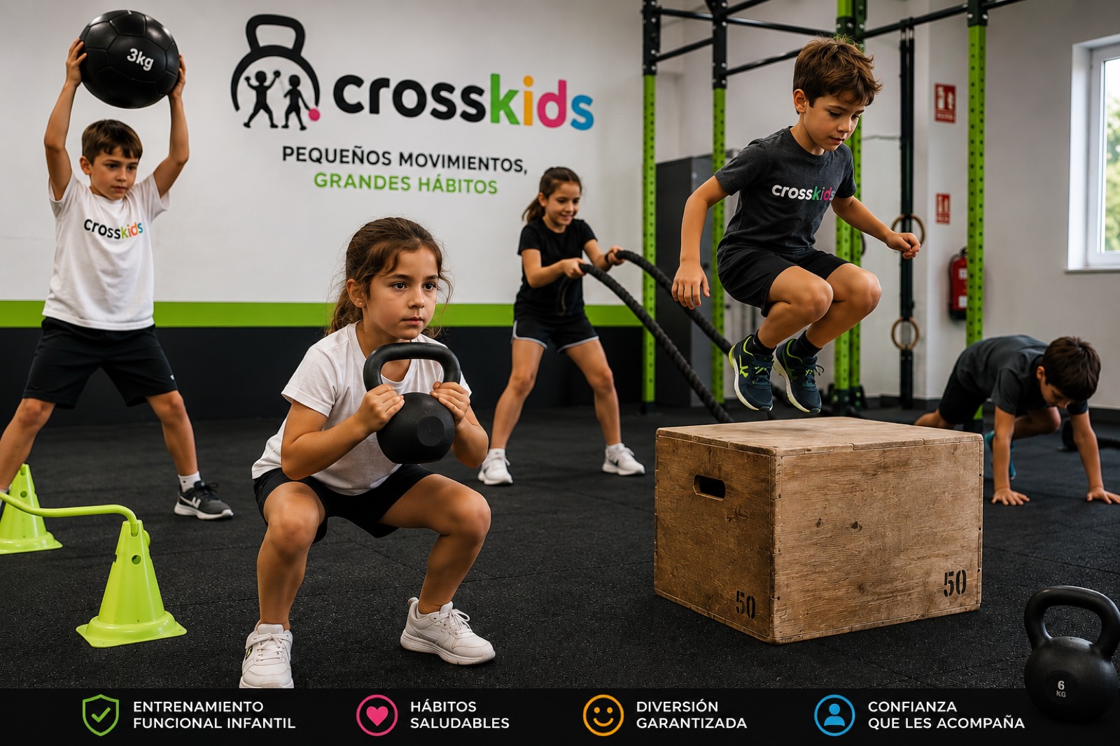 Material técnico infantil en una sesión de CrossKids